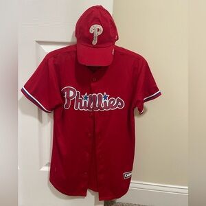 Phillies button up jersey (YL) or SM for Adult